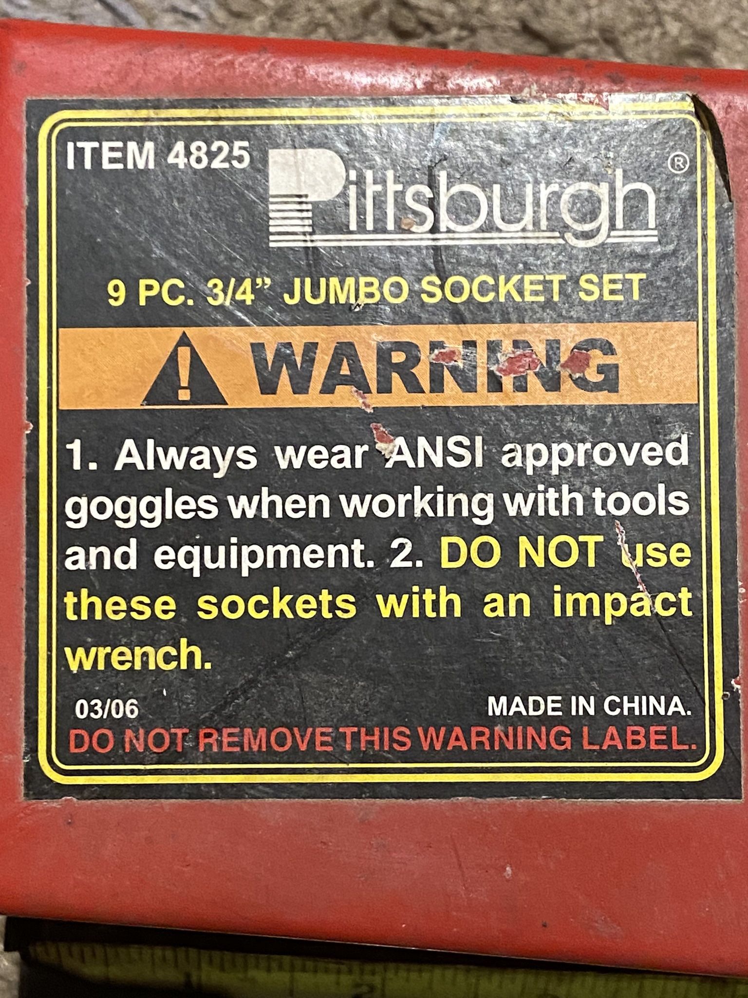 Pittsburgh 9piece 3/4” Industrial Jumbo Socket Set with Metal Case