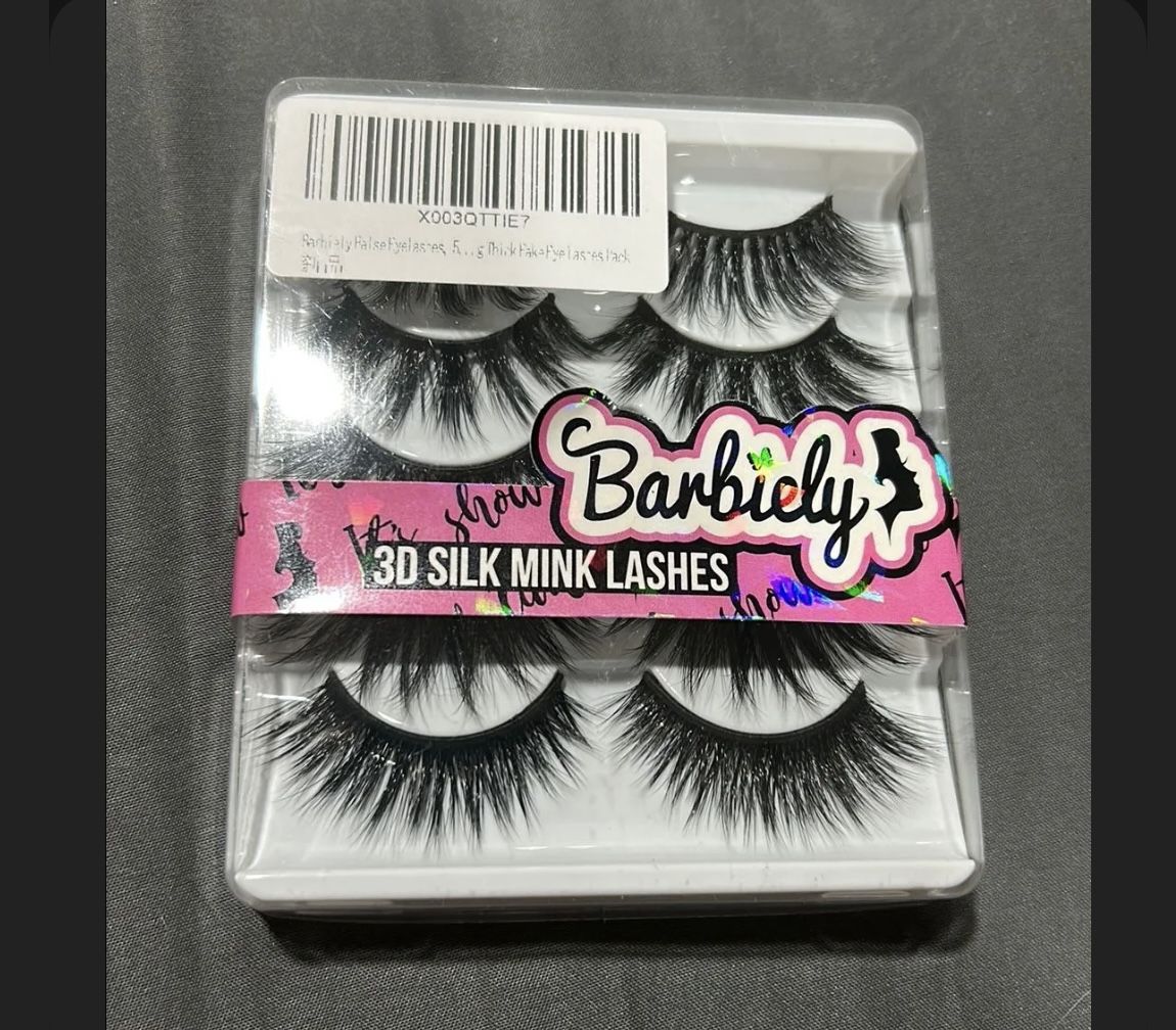 Barbiely False Eyelashes, 5 Pairs Faux Mink Eyelashes Natural Look False Lashes