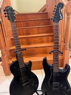 Epiphone Goth Les Paul and Squier Standard FSR Stratocaster