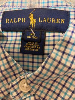 $15-Boy’s Ralph Lauren Kids Plaid Button-Up Shirt XL