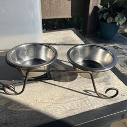 Metal Pet Food Bowls and Stand
