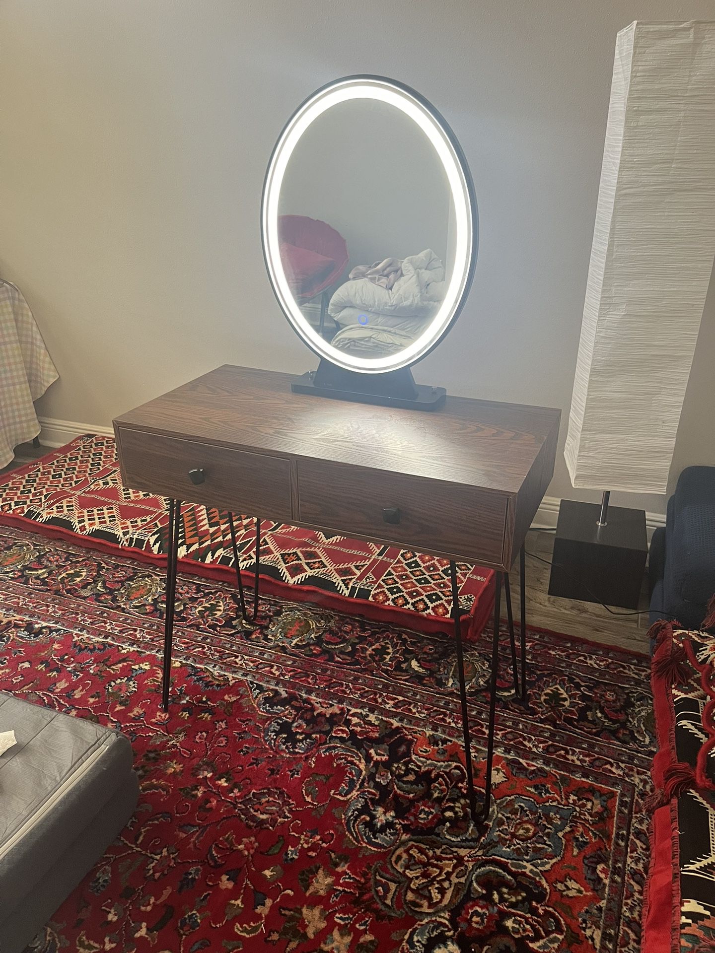 Vanity Desk with Light up Mirror Brown