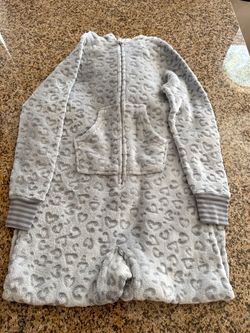 Gray Fleece Leopard Print Onesie Pajamas