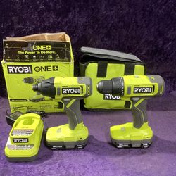 🧰🛠RYOBI ONE+ 18V Drill/Driver & Impact Driver Combo w/(2)1.5Ah Batts & Charger-NEW!-$90!🧰🛠