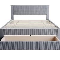 Full Size Gray Linen Frame With Ortho Matres.colchon 