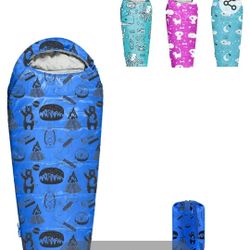 ANJ Outdoors 32F-59F Youth and Kids Sleeping Bag | Indoor/Outdoor Boys and Girls Sleeping Bag | Mummy Style, Lightweight Sleeping Bag for Kids

