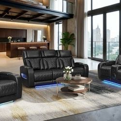 3 Piece Power Recliner Sofa Set 