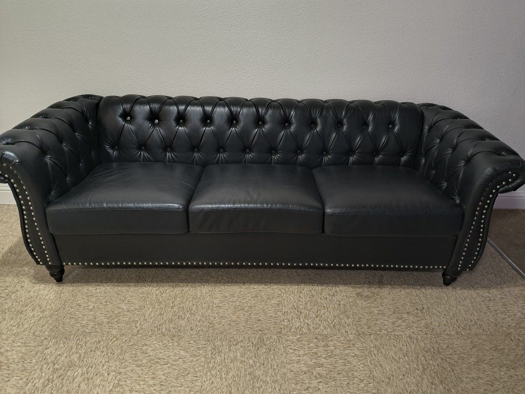 Nice New Studded Leather Couch
