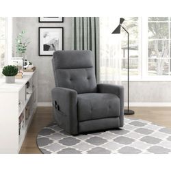 Brand New Gray Linen Power Lift Reclining Chair With Massage And Heat (32 x 39 x 42H)