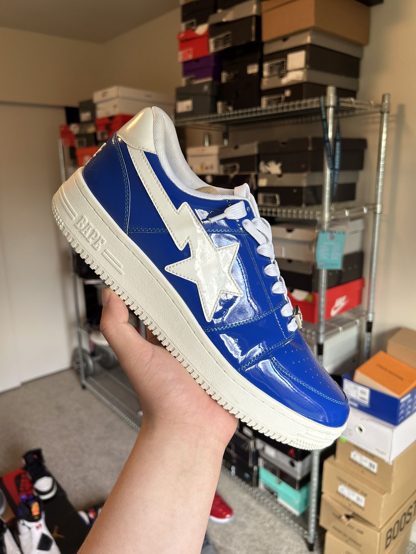 A Bathing Ape Bape Sta Low Blue Patent Leather Size 13
