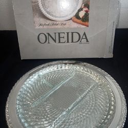 ✨ESTATE SALE✨ Vintage Oneida Maybrook Silverplate Tray w/Divided Relish Dish (12 Inch) – In Original Box ✨