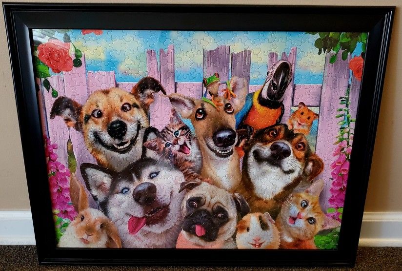 3D Pet Selfie Framed Jigsaw Puzzle