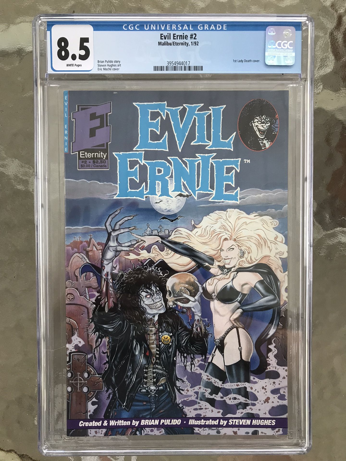 Evil Ernie #2 (1992) CGC 8.5 — White Pages; 1st Lady Death Cover By Eric Mache