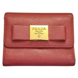 PRADA Bow Bi-Fold Wallet in Saffiano Leather