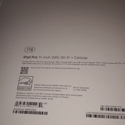Brand New IPAD PRO 11 Inch 1TB Wi-Fi+CELLULAR 