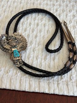 Vintage Navajo sterling silver turquoise Kachina bo