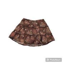 Carter's Girls Brown Floral  Retro Casual Skort Skirt with Shorts Underneath 3t