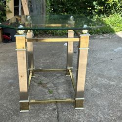 Metal End Table With Glass Top