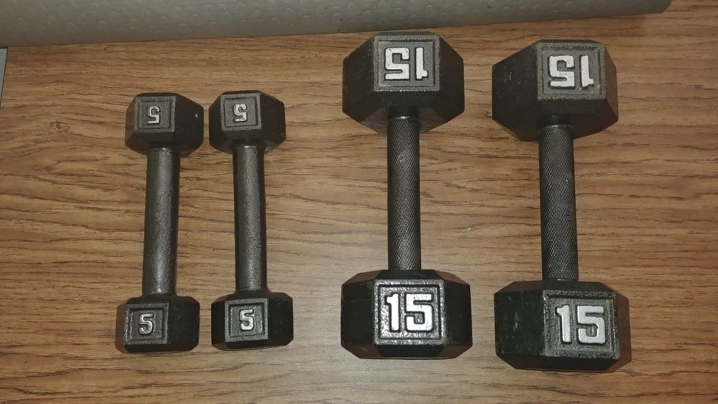 Dumbbells. 5 and 15 lbs.