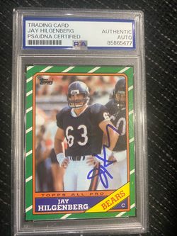 Jay Hilgenberg Signed 1986 Topps Football RC#17 PSA Chicago Bears