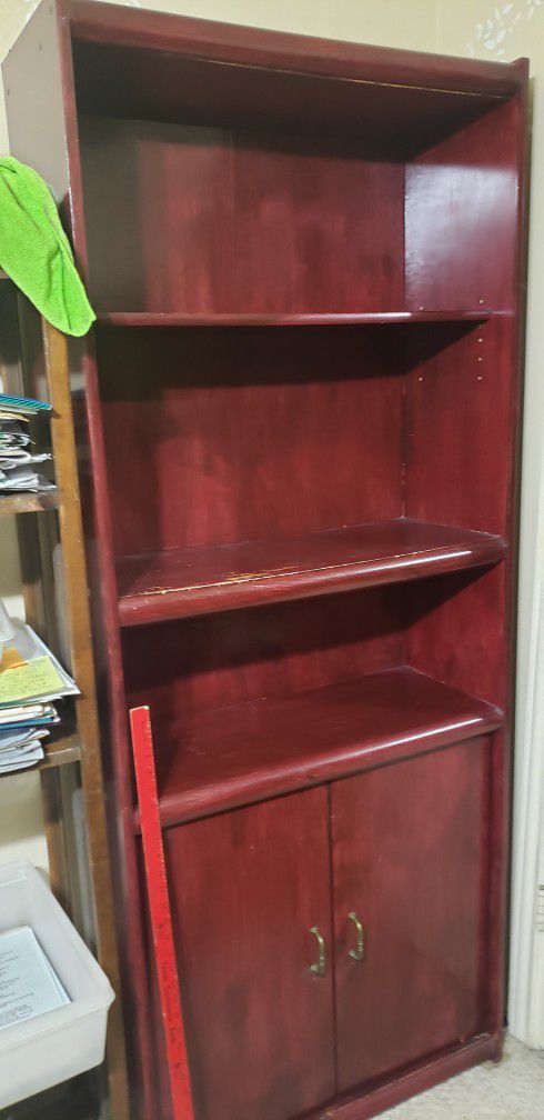 Cherry wood bookcase shelf with storage