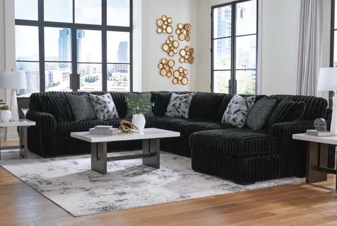 Dark Grey/ Charcoal 4-Piece Sectional with Chaise