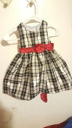 Size 2t checkered black n white with red bow