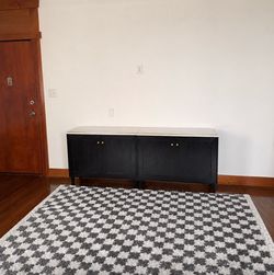 Checkered Black & White Shag Rug
