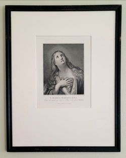 Guido Reni Santa Maria Magdalena 1803 Antique Engraving 21x26 Framed Baroque