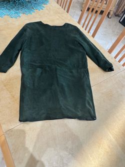 PRICE DROP:VTG 80s/90s, LANNA, M lined FOREST GREEN LAMBSKIN LEATHER SHIFT DRESS