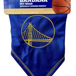 NBA Golden State Warriors Pet Bandana Size L/XL  27”x15”  Tie Around Pet Wear!