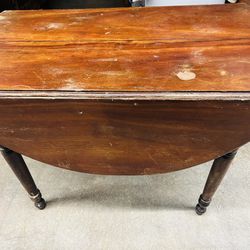 Antique Solid Wood Drop Leaf  Primitive Table 
