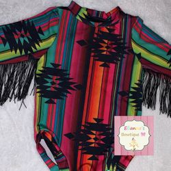 Aztec Serape Fringe Leotard/ Baby/girls