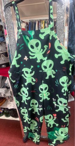 Alien Print Overalls Dungarees size 3Xl