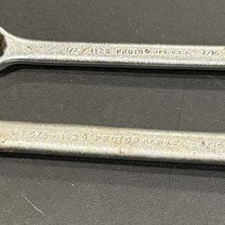 Vintage Proto Double Box End Wrench 1/2”x7/16” No. 1125 & 5/8x9/16” No. 1139  USA Nice!