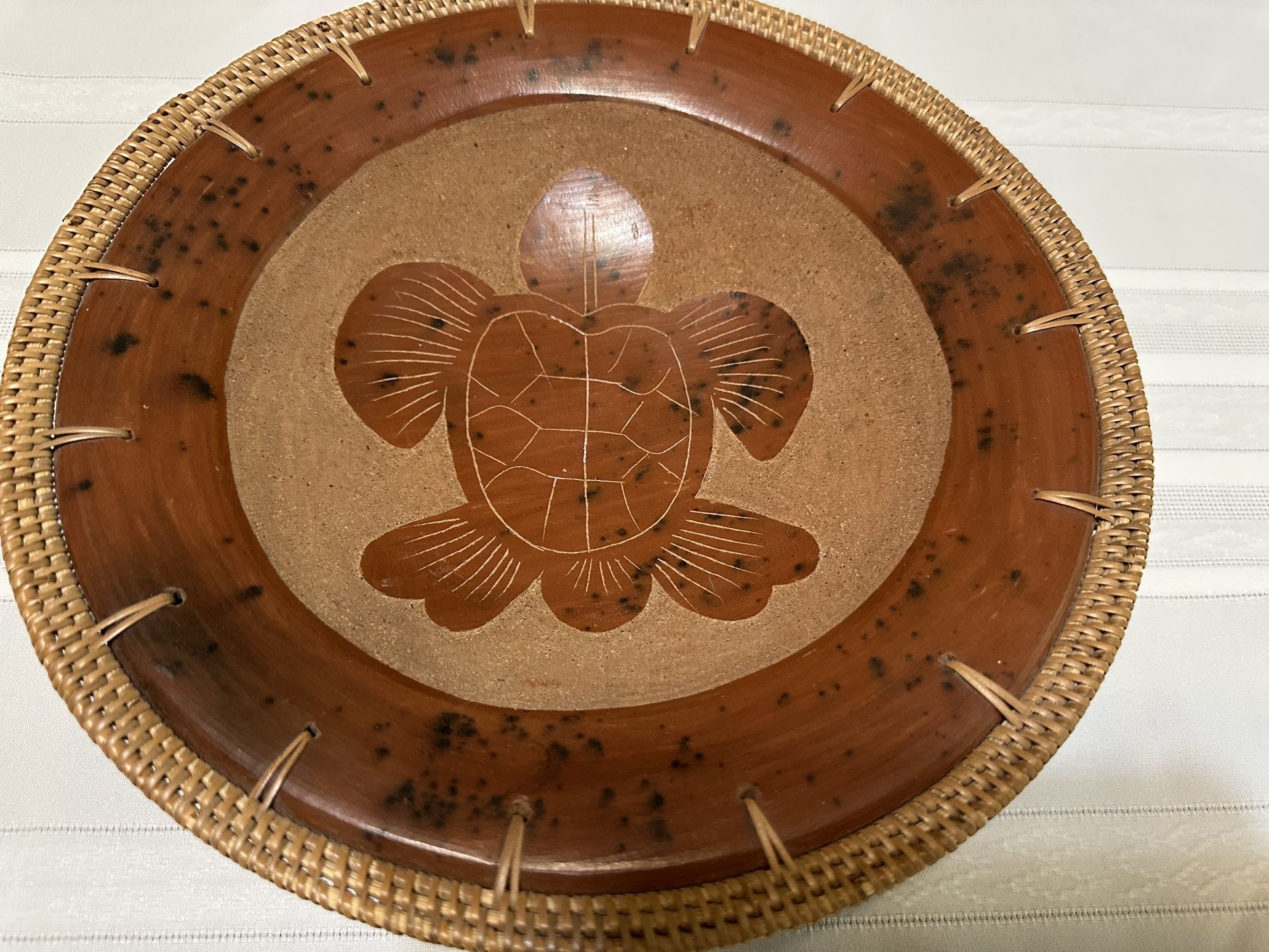 Redware Pottery Bowl With Turtle Design