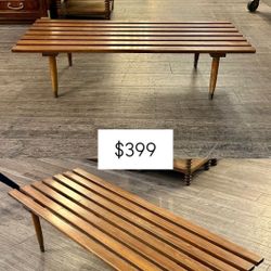 Variety Of MCM Wood Coffee Table / Mid Century Slatted Bench / Danish / Teak
