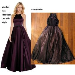 small medium long purple halter evening concert party organza prom flair royal Ballgown  dress