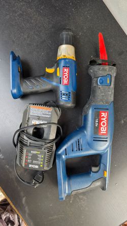 Ryobi 18V Drill + Reciprocating Saw + Charger (No Battery)