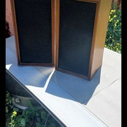 VINTAGE Pair EMI SPEAKERS Wooden Sound Great