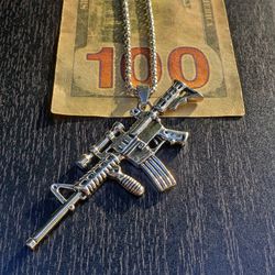 Large Stainless Steel Pendant 24 Inch Chain Necklace 