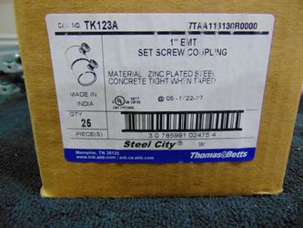 1" EMT Set Screw Coupling & Connectors - 2 Boxes  of 25 each