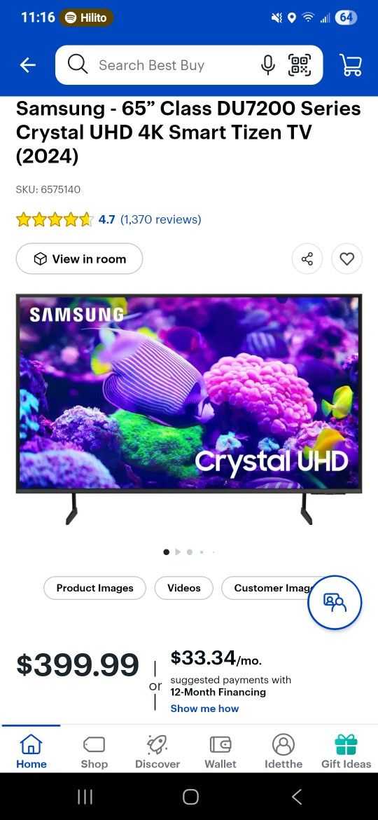 65" Samsung TV
