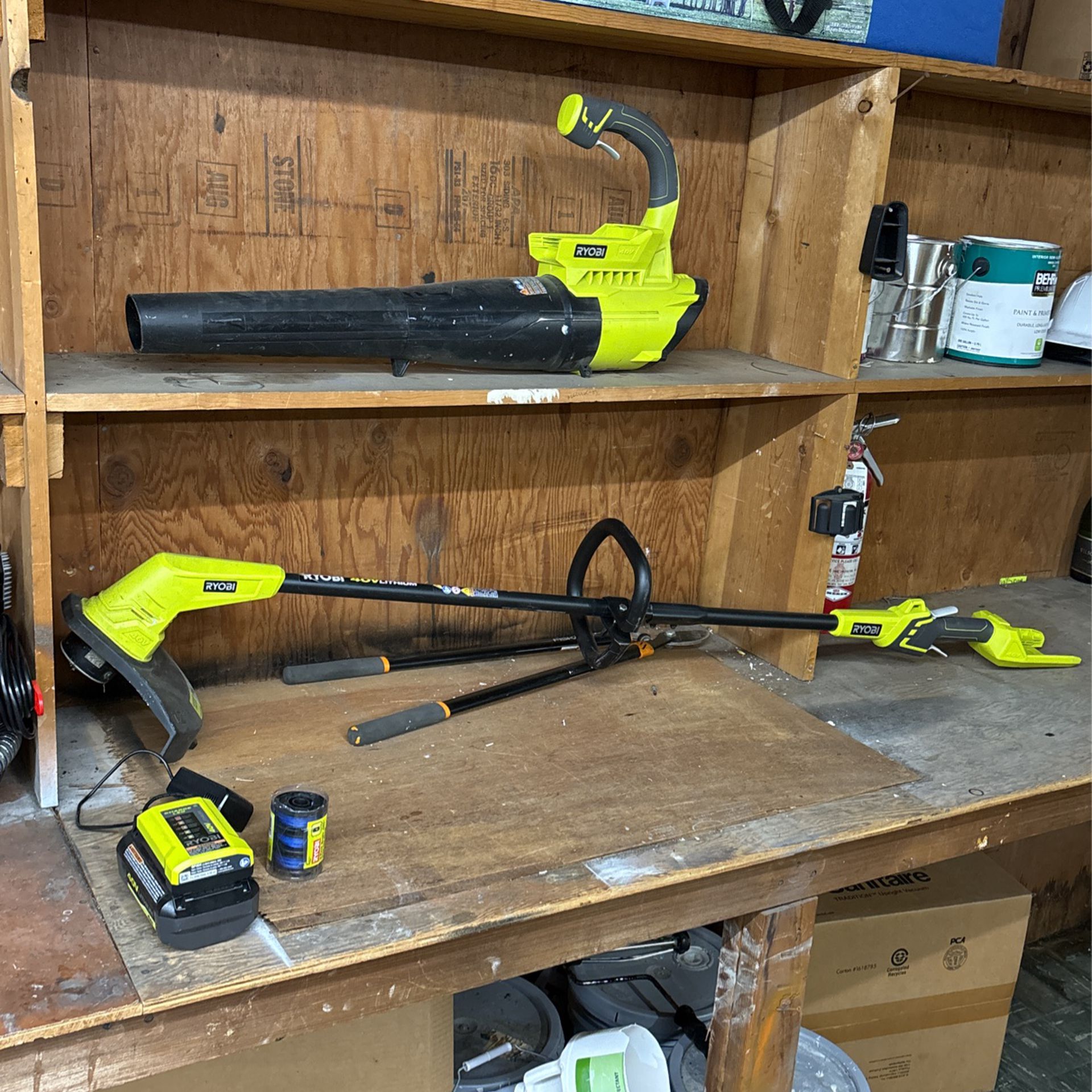 Ryobi Weed Whacker And leaf Blower W/ Accessories And Battery