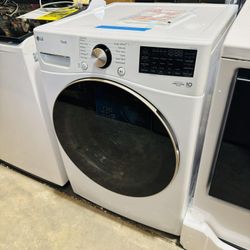 LG 4.5 Cu. Ft. Stackable SMART Front Load Washer in White with Steam and TurboWash360 Technology $499 