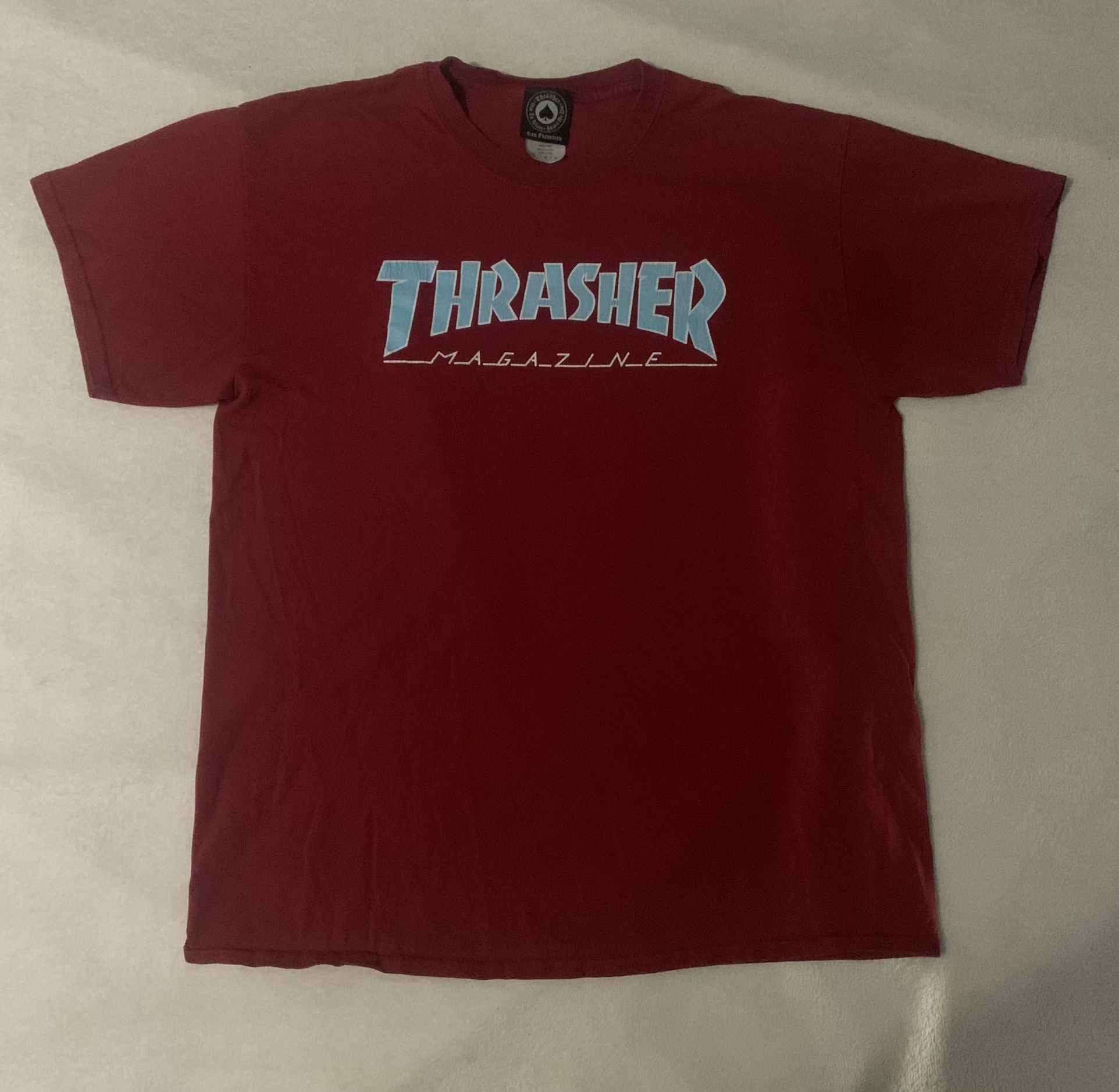 Thrasher Distressed Outlined T-Shirt Cardinal Red Size Large