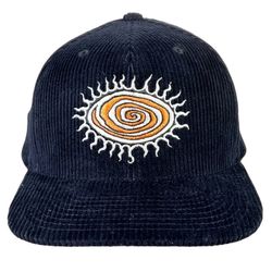 Vans Off The Wall Sun Swirl Embroidered Sun Black Curdory Snapback Hat Cap New