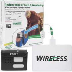 Smart Caregiver Wireless Chair Alarm System with Pager and Weight Sensor for Fall Prevention | 10" x 15" Pressure Sensor Alarm for Chair Alerts Caregi