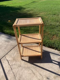 Bamboo & woven rattan shelf