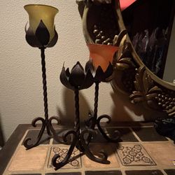 Tulip Iron Twisted Candle Holders